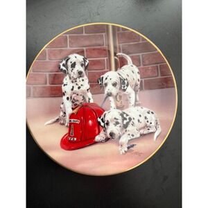 Princeton Gallery Firehouse Frolic Dalmatian Puppies Collector Plate 1992 B0865